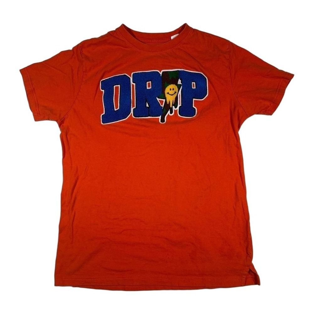 FWRD Denim Orange Drop Smiley Face Graphic T Shirts Youth Large